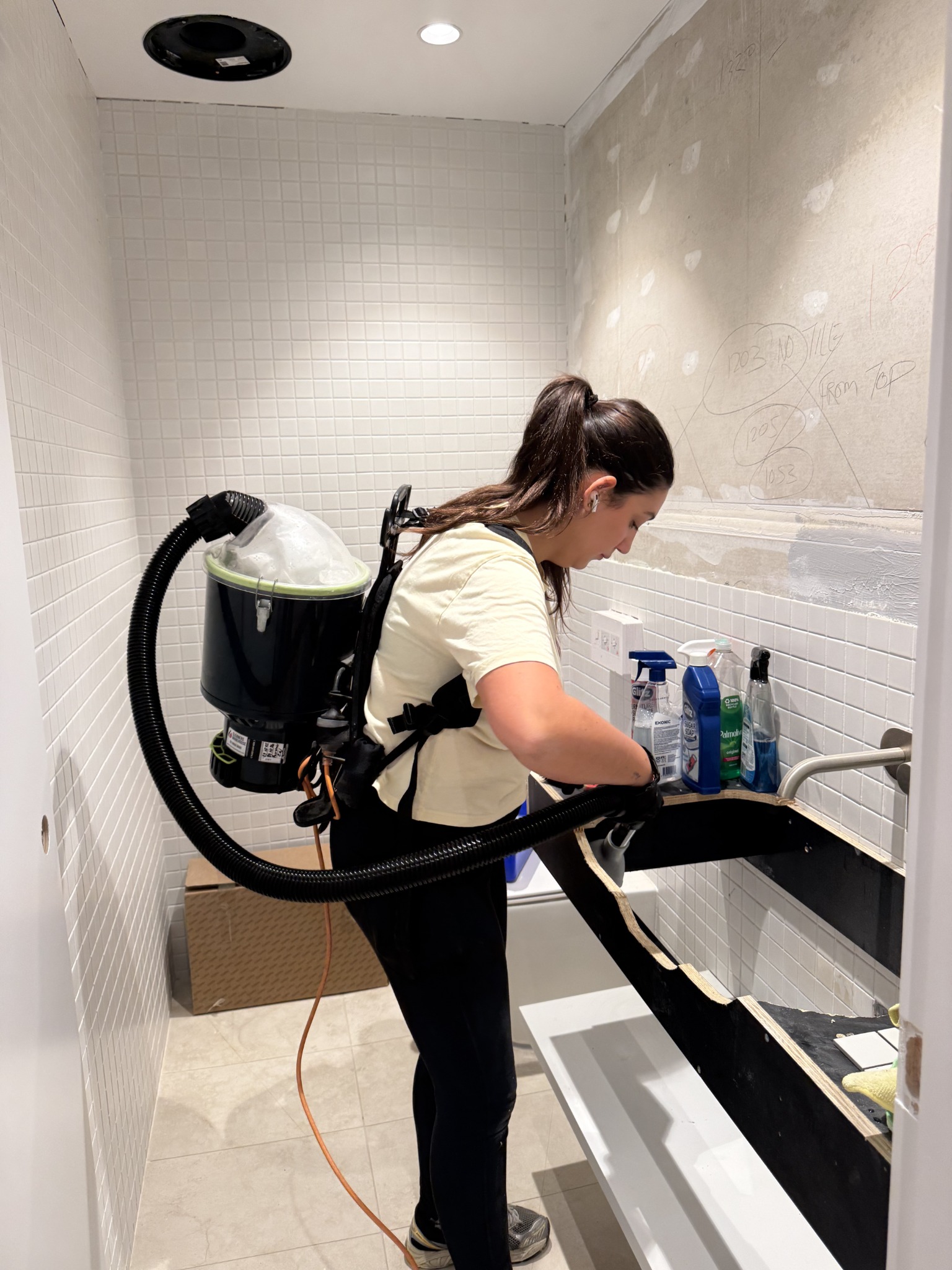 Waves team member on a construction clean